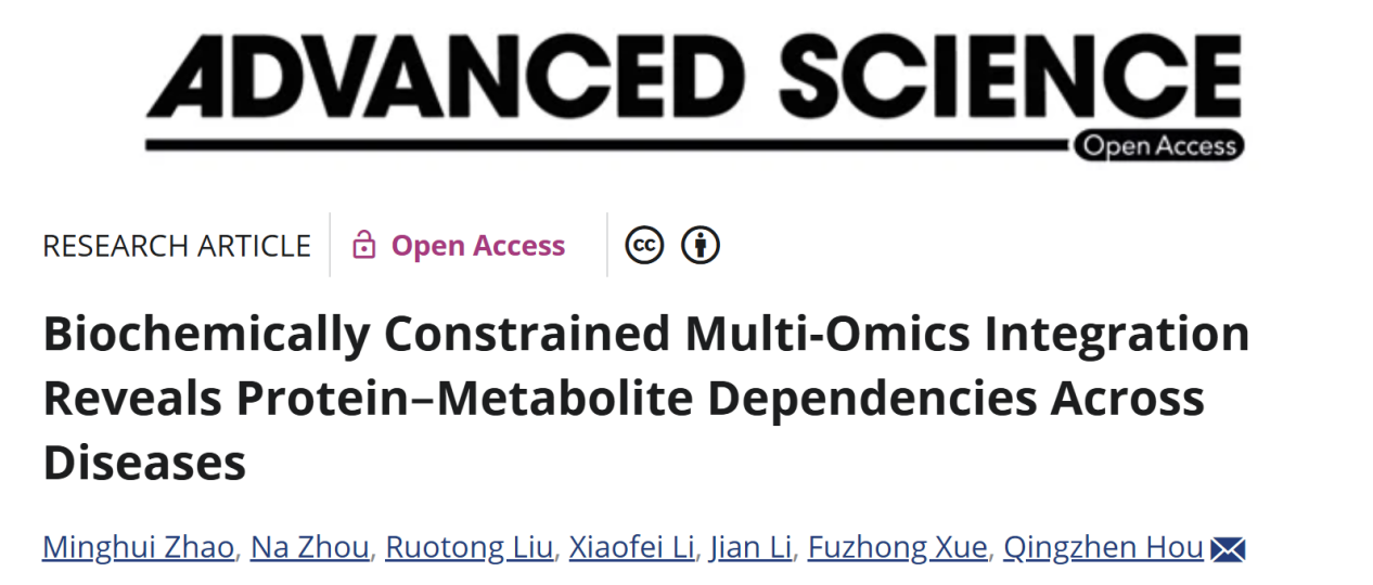 伟德国际1949官网侯庆振课题组在《Advanced Science》发表蛋白质组-代谢组可解释人工智能新算法ProMetNet